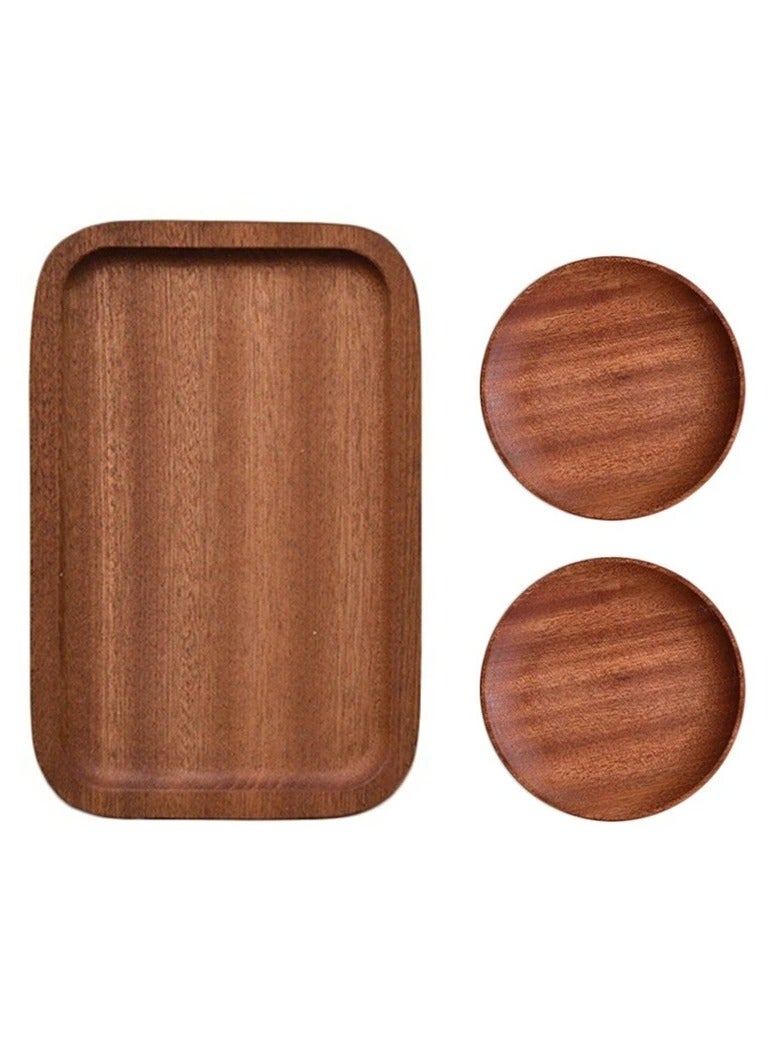 صينية شاي بيضاوية من الخشب الصلب مقاس 20×13×1.5 سم – صينية للخبز والفواكه والحلويات - Image 3