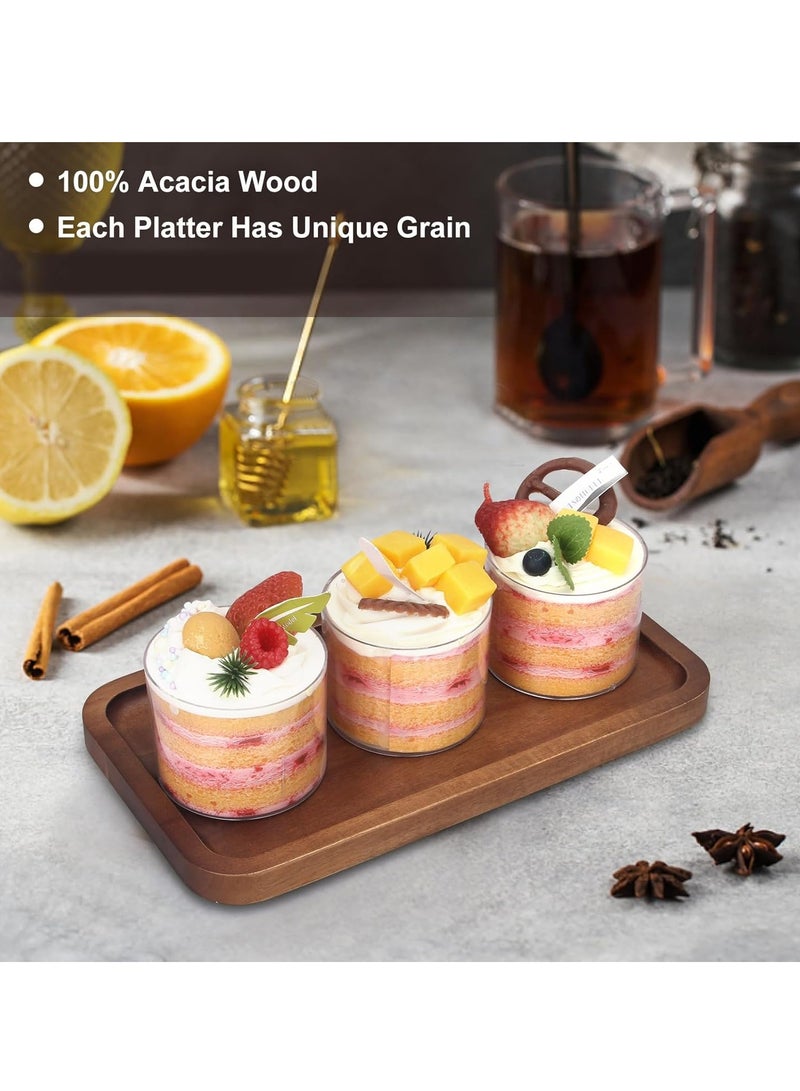 صينية شاي بيضاوية من الخشب الصلب مقاس 20×13×1.5 سم – صينية للخبز والفواكه والحلويات - Image 4