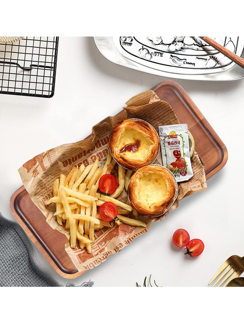 صينية شاي بيضاوية من الخشب الصلب مقاس 20×13×1.5 سم – صينية للخبز والفواكه والحلويات - Image 5