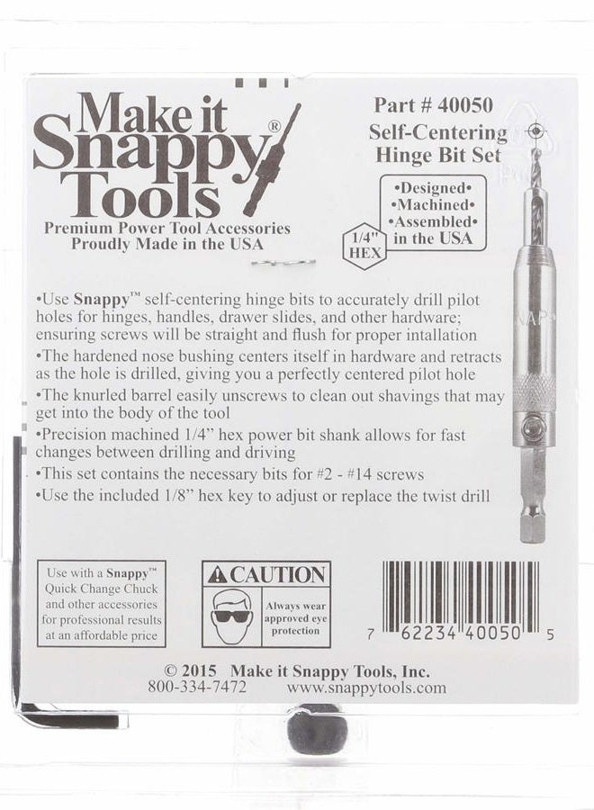Make it Snappy Quick Change Hinge Bit Set - 5 Piece Set - By Snappy - Image 4