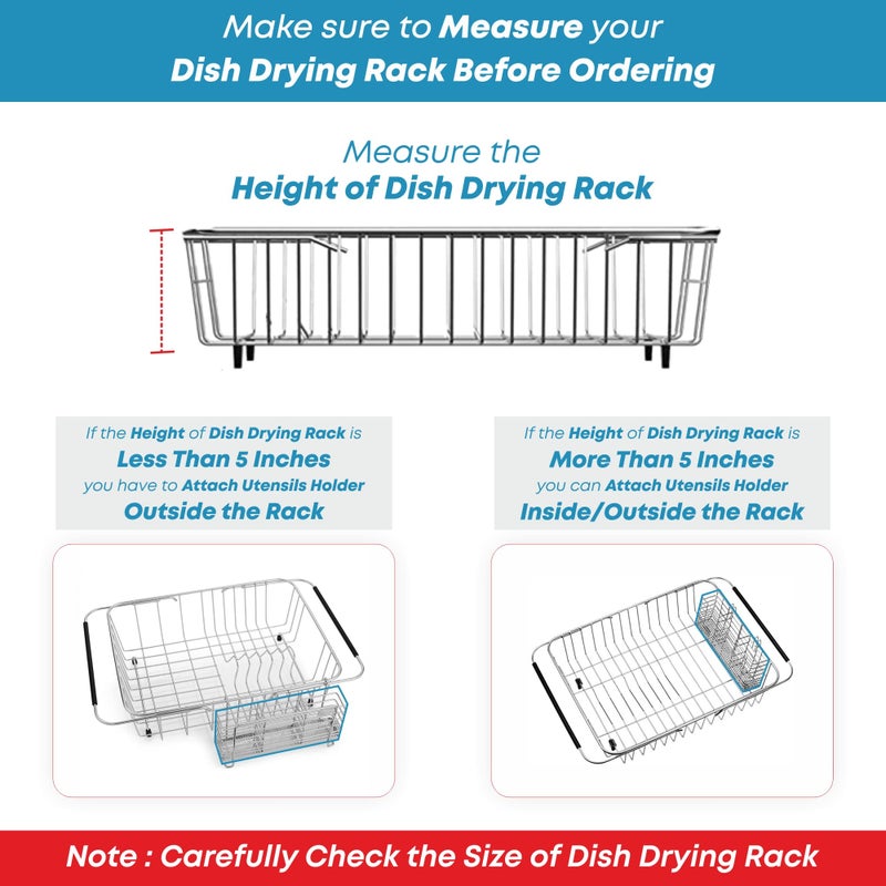 KESOL Sturdy 304 Stainless Steel Utensil Drying Rack Basket Holder with Hooks 3 Divided Compartments  Rust Proof  No Drilling - Image 3