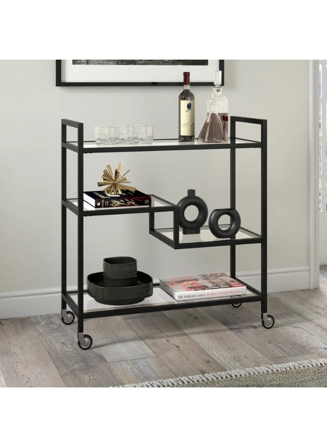 HOME TASTE Metal Bar Cart Stylish Rolling Cart For Home,Restaurant, And Hospitality Lockable Wheels,Versatile Serving Trolley For Food And Drinks - Image 4