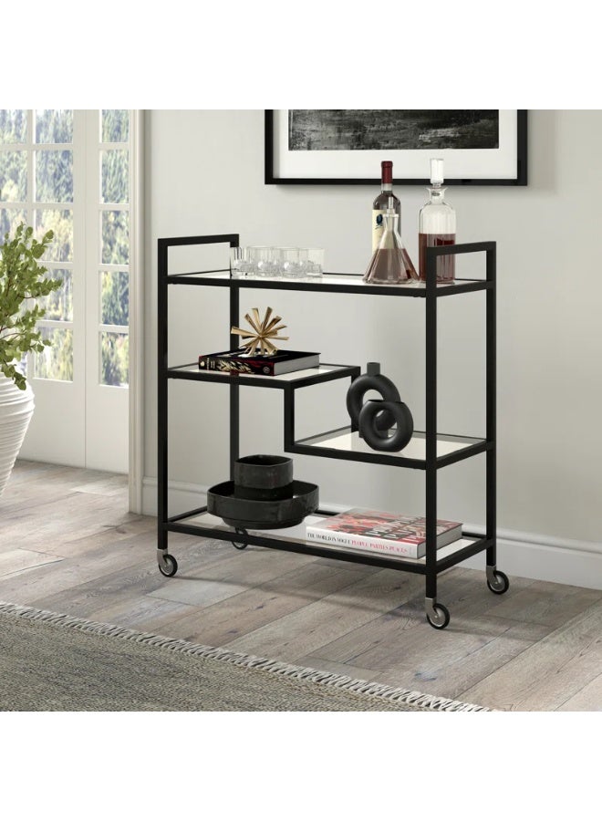 HOME TASTE Metal Bar Cart Stylish Rolling Cart For Home,Restaurant, And Hospitality Lockable Wheels,Versatile Serving Trolley For Food And Drinks - Image 3