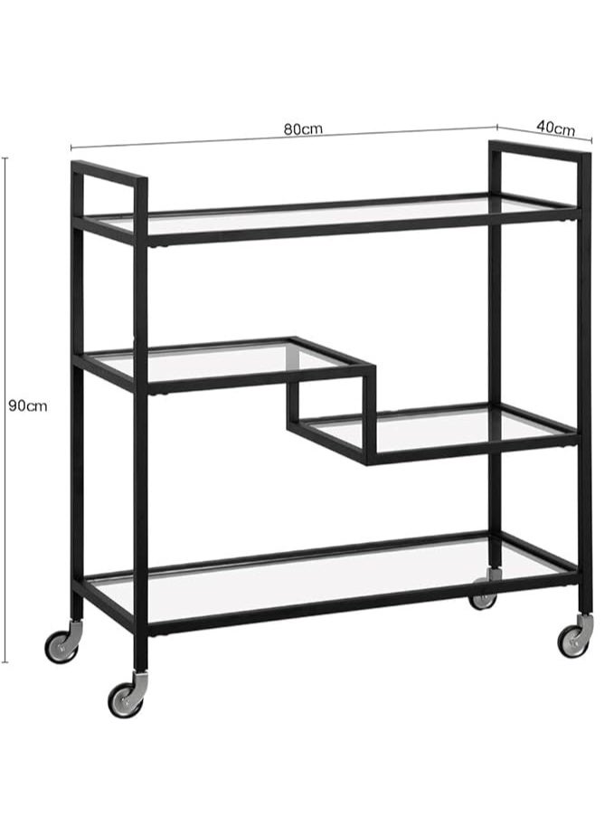 HOME TASTE Metal Bar Cart Stylish Rolling Cart For Home,Restaurant, And Hospitality Lockable Wheels,Versatile Serving Trolley For Food And Drinks - Image 2