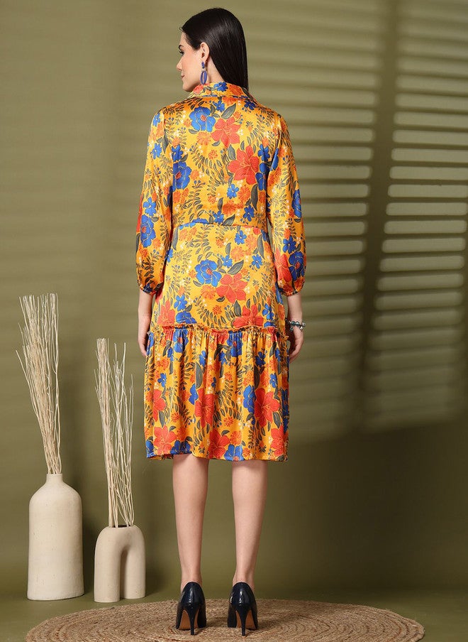 PlusS Floral Printed Fit & Flare Dress for Women - Image 5