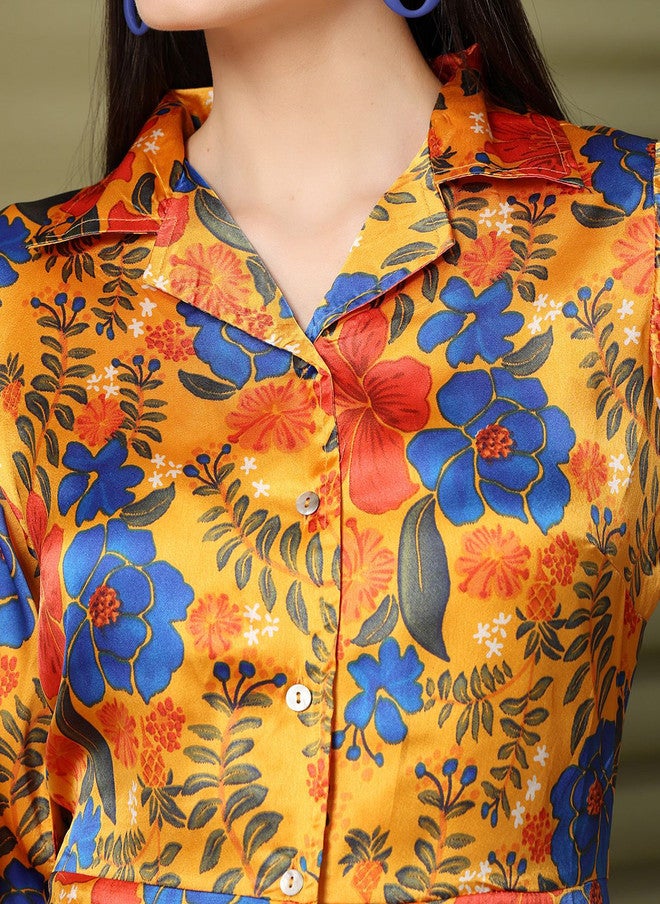 PlusS Floral Printed Fit & Flare Dress for Women - Image 2