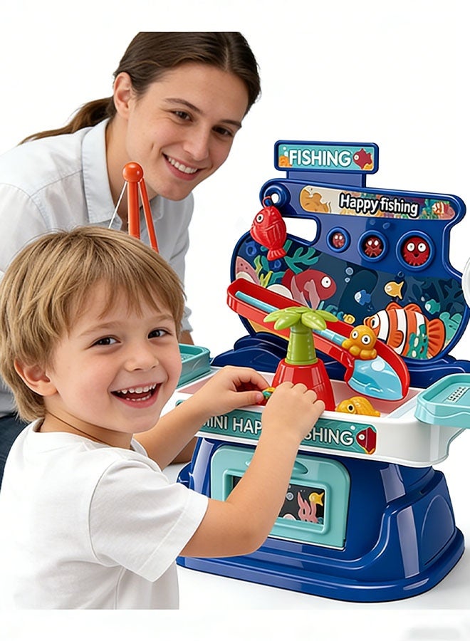 19-Piece Children's Fishing Toy Set Children's Fishing Table Water Park Toy Set with Fishing Gear Pretend Role Play Toys Early Education Simulation Fishing Toy Set for Kids Boys Girls Gifts for Toddlers  Age 3-6 - Image 3