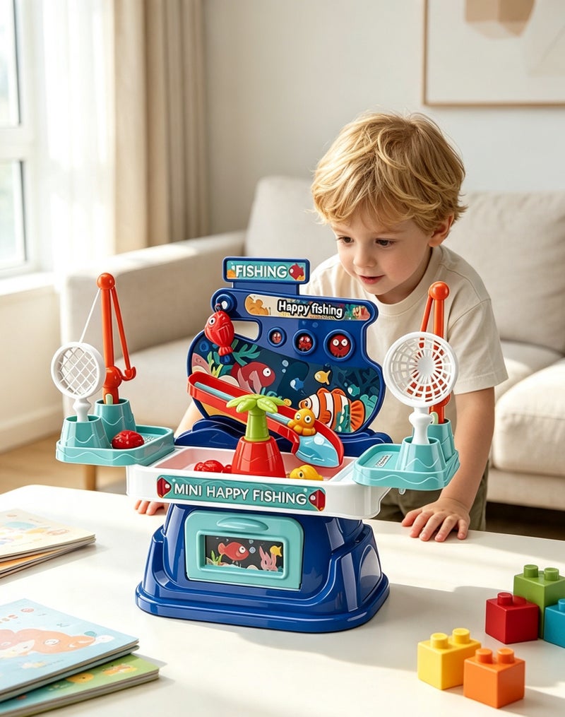 19-Piece Children's Fishing Toy Set Children's Fishing Table Water Park Toy Set with Fishing Gear Pretend Role Play Toys Early Education Simulation Fishing Toy Set for Kids Boys Girls Gifts for Toddlers  Age 3-6 - Image 3