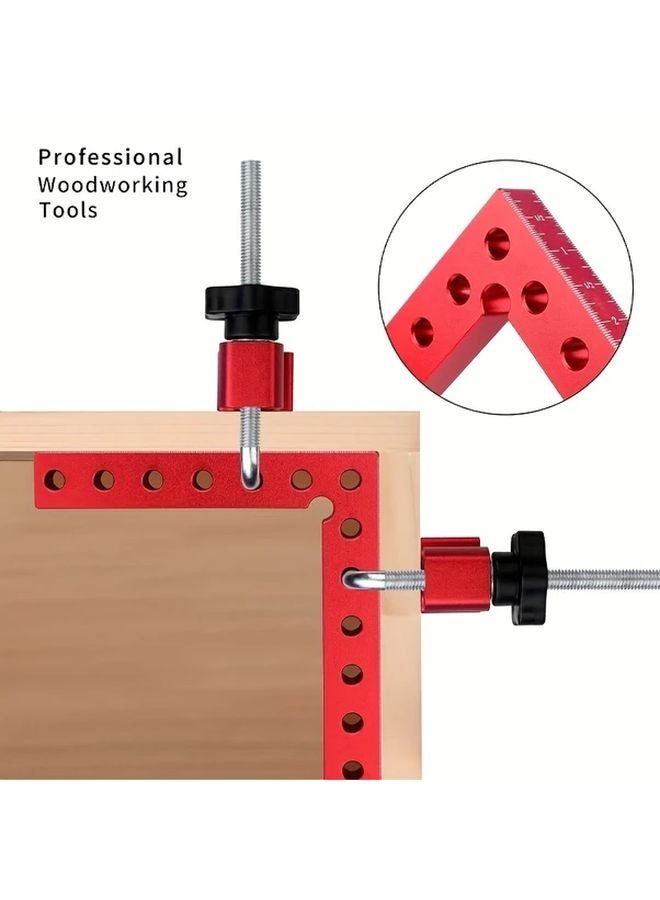 مشبك معدني ثقيل للزوايا القائمة بزاوية 90 درجة باللون الأحمر مع مسطرة مزدوجة القياس - Image 5