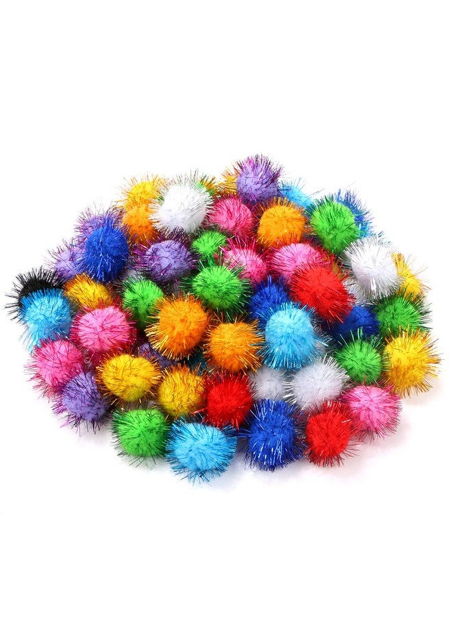 كابكس كرات كاباكس اللامعة المتنوعة الألوان، مقاس 1.8 بوصة، كرات بوم بوم لامعة، كرات منفوخة لامعة للقطط والقطط الصغيرة، ألعاب عيد الميلاد، 100 قطعة - Image 1