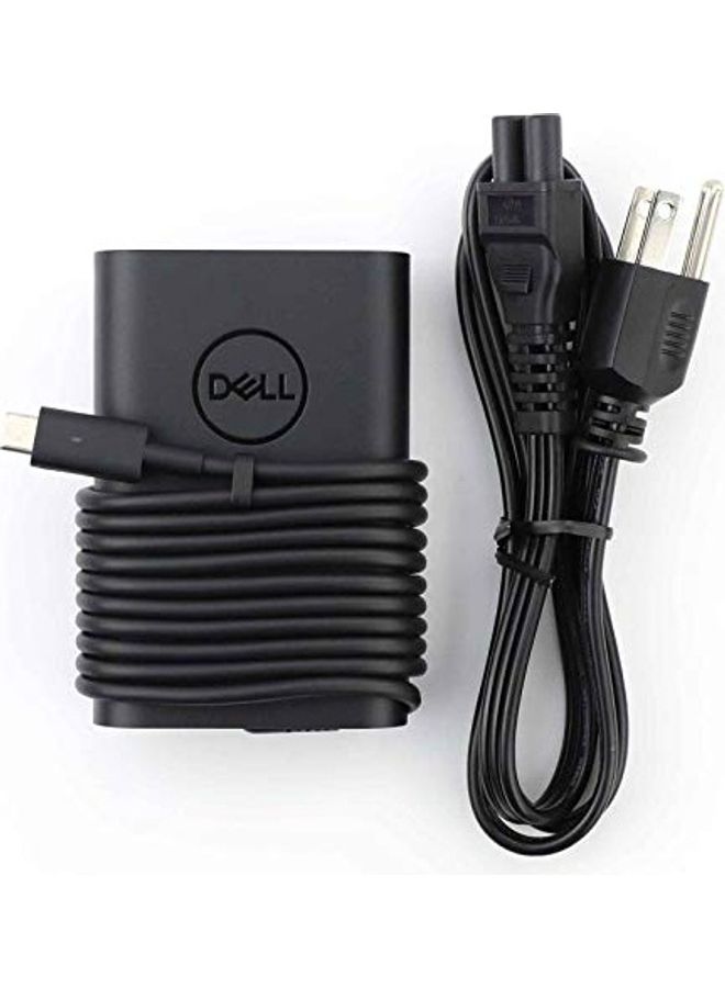 ديل شاحن لابتوب يعمل بالتيار المتردد مع كابل Type C أسود - Image 1