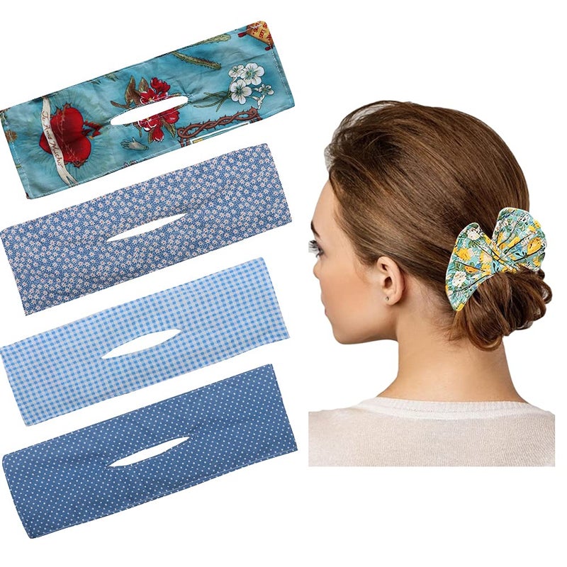 DINPREY 4Pcs Magic Donut Hair Bun Maker for Women Blue 35274 Ounce Suitable for Thick and Thin Hair 35x10cm13739 Inches Lightweight and Portable Perfect for Daily Use and Occasions