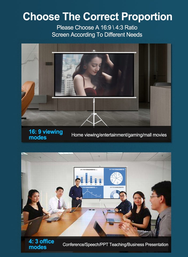 ET-LIFE 72 inch 16:9 Portable Projector Screen, White Fiberglass Material, 2-in-1 Wall Mount & Tripod Stand ET72W-169 for Outdoor and Indoor - Image 5