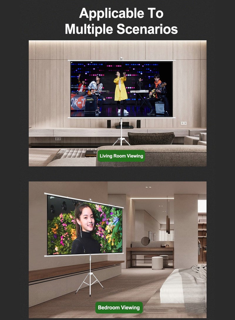 ET-LIFE 72 inch 16:9 Portable Projector Screen, White Fiberglass Material, 2-in-1 Wall Mount & Tripod Stand ET72W-169 for Outdoor and Indoor - Image 4