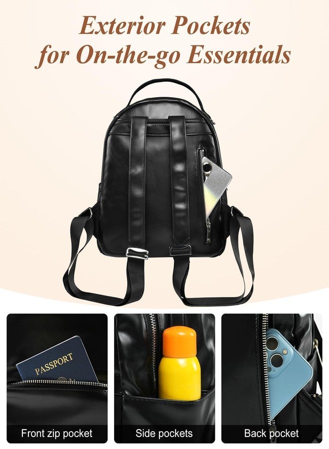 Fmeida Mini Backpack for Women Designer Vegan Leather Small Backpacks Purse Convertible Shoulder Bag Fashion Ladies Daypack w Tassel, Black - Image 4