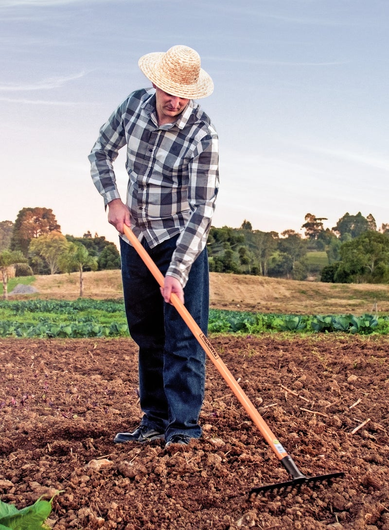 TRAMONTINA 14 Teeth Light Curved Rake with 145cm Wood Handle - Image 3