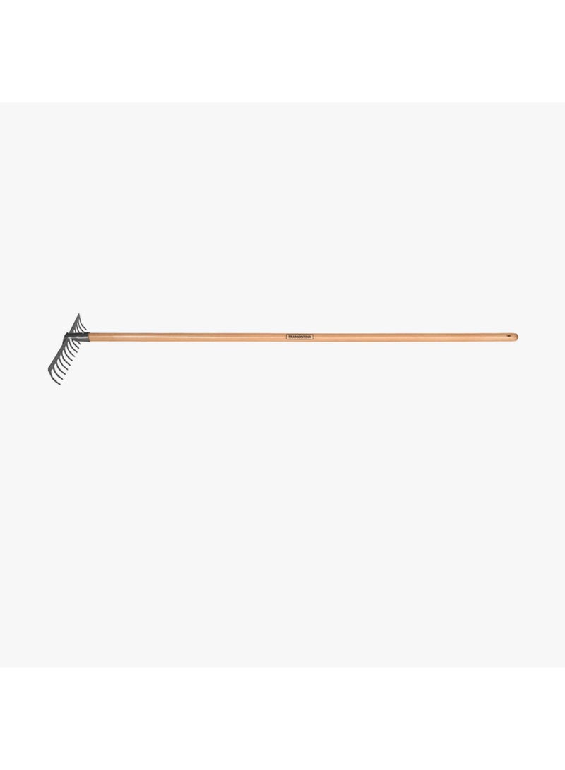 TRAMONTINA 14 Teeth Light Curved Rake with 145cm Wood Handle - Image 1