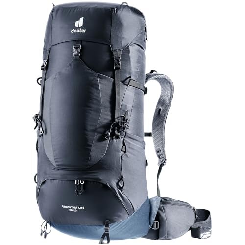 Deuter Unisex Aircontact Lite 50 + 10 L, Lightweight Backpacking & Hiking Backpack for Men & Women, 50 + 10 Liters - Black-Marine - Image 2