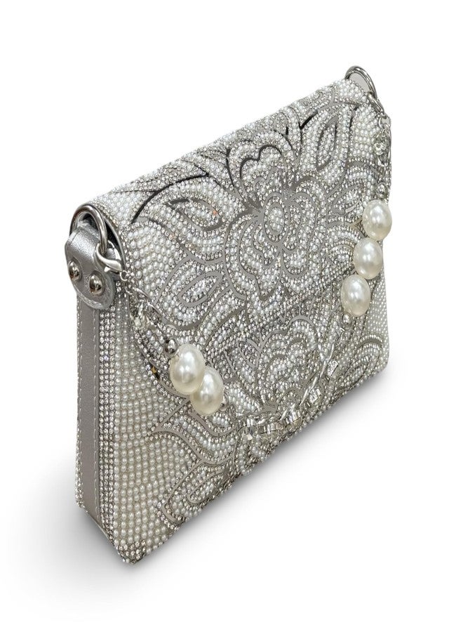 GLOSSY Women/Girl's Beaded Evening Clutch | Formal Dressy Evening Clutches Handbags for Wedding Cocktail Prom Elegance Charm - Image 1