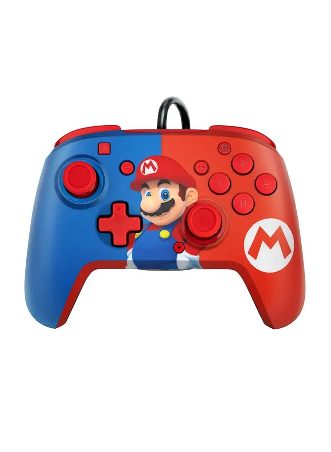 PDP Gaming Faceoff Deluxe+ Wired Switch Pro Controller - Officially Licensed by Nintendo - Customizable gamepad buttons, sticks, triggers, and paddles - Ergonomic Controllers - Red/Blue Mario Design - Image 1