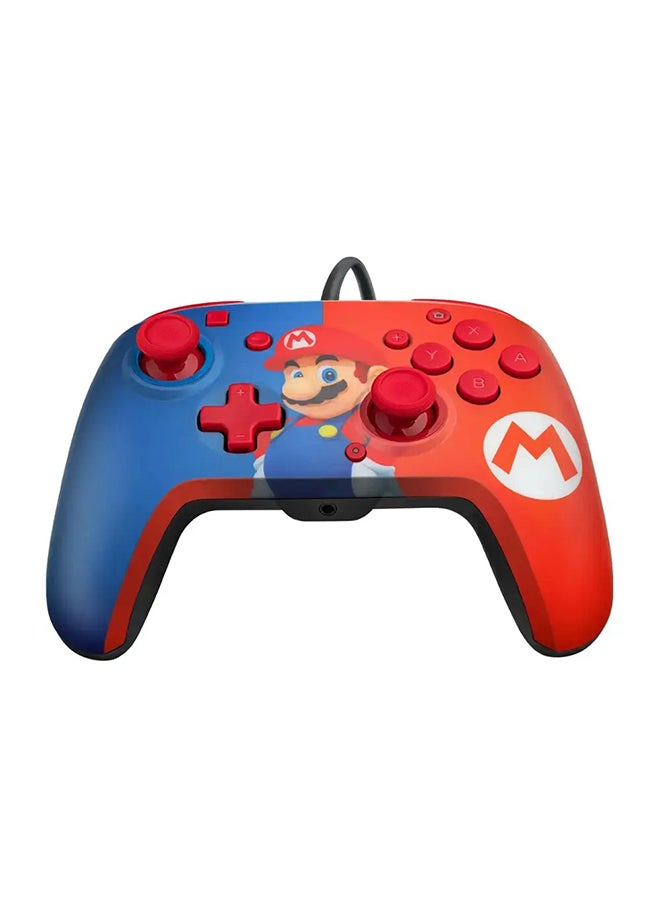 PDP Gaming Faceoff Deluxe+ Wired Switch Pro Controller - Officially Licensed by Nintendo - Customizable gamepad buttons, sticks, triggers, and paddles - Ergonomic Controllers - Red/Blue Mario Design - Image 2