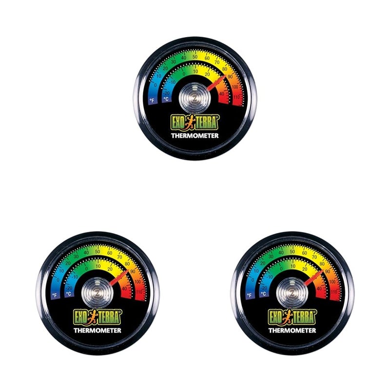 Exo Terra Thermometer for Reptile Terrarium – Provides Temperatures in Both Celsius and Fahrenheit (Pack of 3) - Image 1