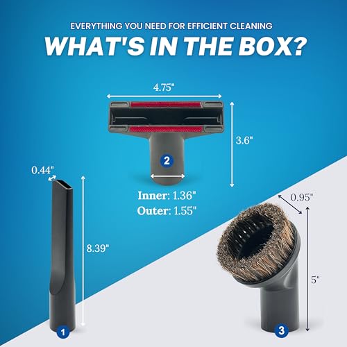 VACEXT 1-3/8 Vacuum Attachments for Shark & Miele, Horsehair Dusting Brush, Crevice Tool, Upholstery Attachment, Fit Shark Rotator NV360 NV350 NV500 NV501 HV300 HV301 HV322 HV371 HV372 & Miele C1 C2 C3 - Image 2