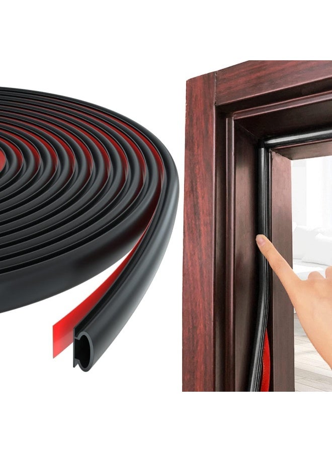 Door Seal Strip Rubber Window Weather Stripping 19.7ft Window Seal Strip, Self-Adhesive Backing D-Shape Door Weatherstripping Frame Soundproof Door Seal Strip Weatherstripping Window Insulation 6 meter