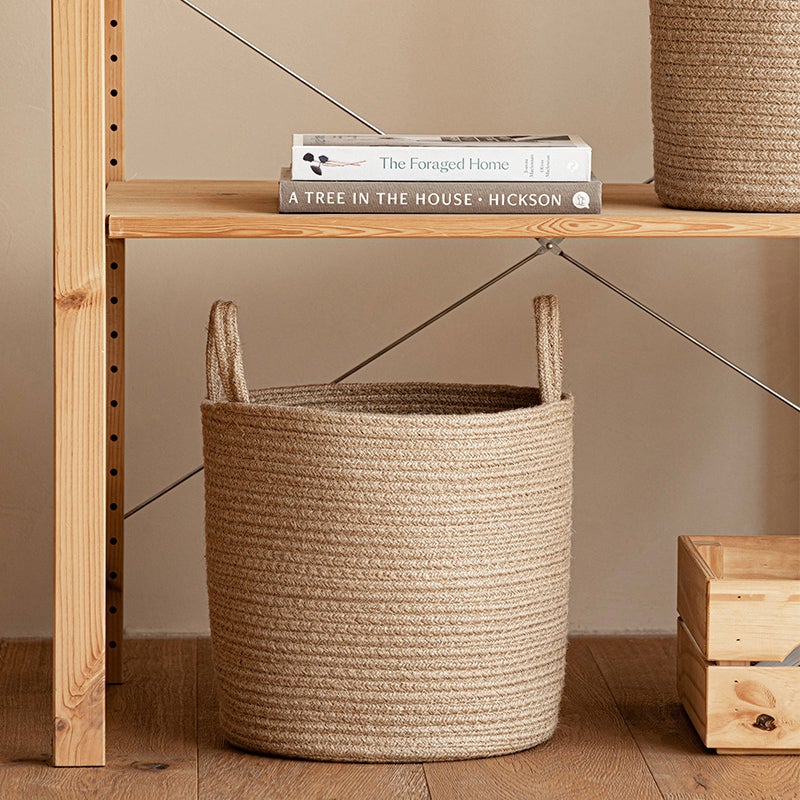 Jute Hand-Woven Cotton Basket Laundry Basket Dirty Clothes Storage Basket Laundry Basket Portable Clothes Toy Storage Bucket - Image 3