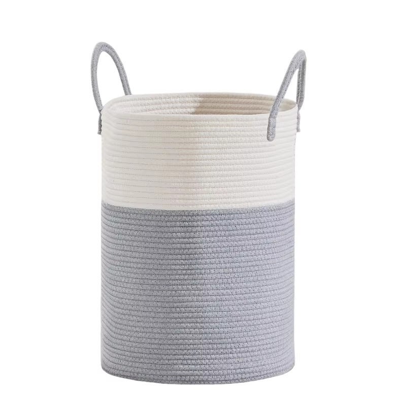 Jute Hand-Woven Cotton Basket Laundry Basket Dirty Clothes Storage Basket Laundry Basket Portable Clothes Toy Storage Bucket - Image 1