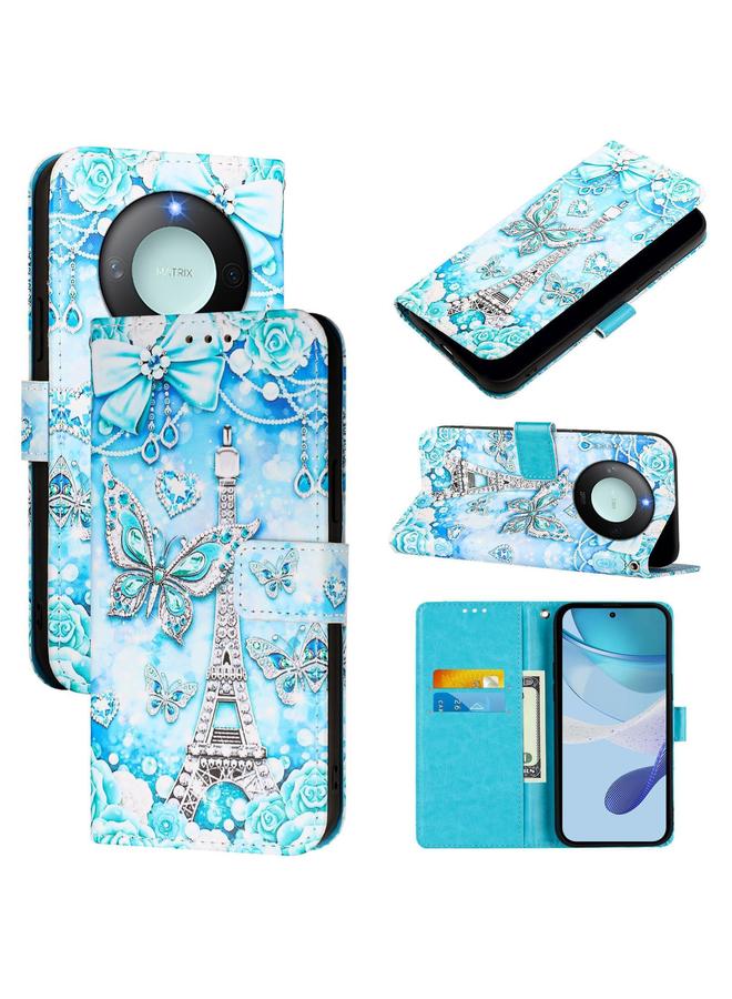 Green Tiger Case For Honor X9c Smart 5G Colored Drawing Pattern Plain Weave Leather Phone Case - Image 1