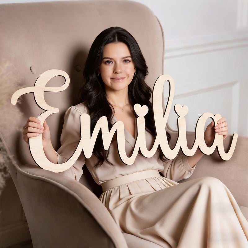 Personalized Wood Nameplate 30cm Battery Free Wall Decor For Home Thanksgiving Gift - Image 1