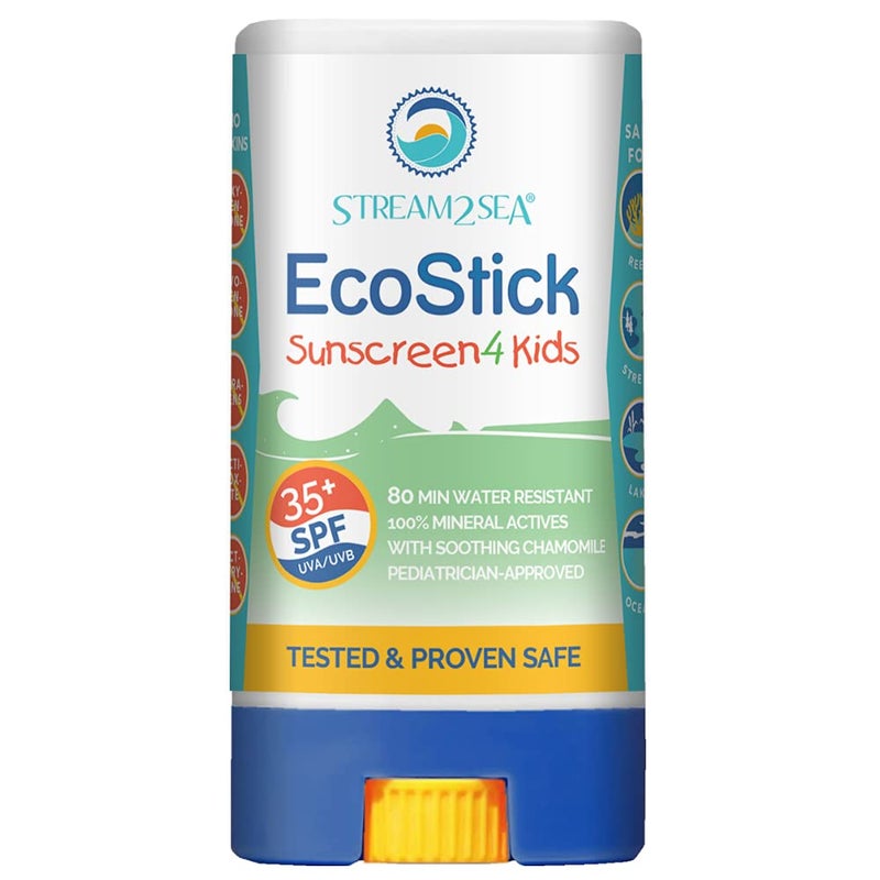 STREAM 2 SEA STREAM2SEA EcoStick SPF 35 Mineral Sunscreen Stick, Sweat Water Resistant Sunblock, USDA Approved Biodegradable Paraben Free Reef Safe Sunscreen Protection Against UVA UVB (EcoStick Kids) - 0.5 oz - Image 1