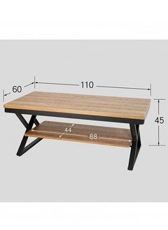 AGD Coffee Table Modern 2-Tier Design Center  with Legs, Durable Metal Frame and Wooden Top 110x60x48 cm Brown  - Image 2