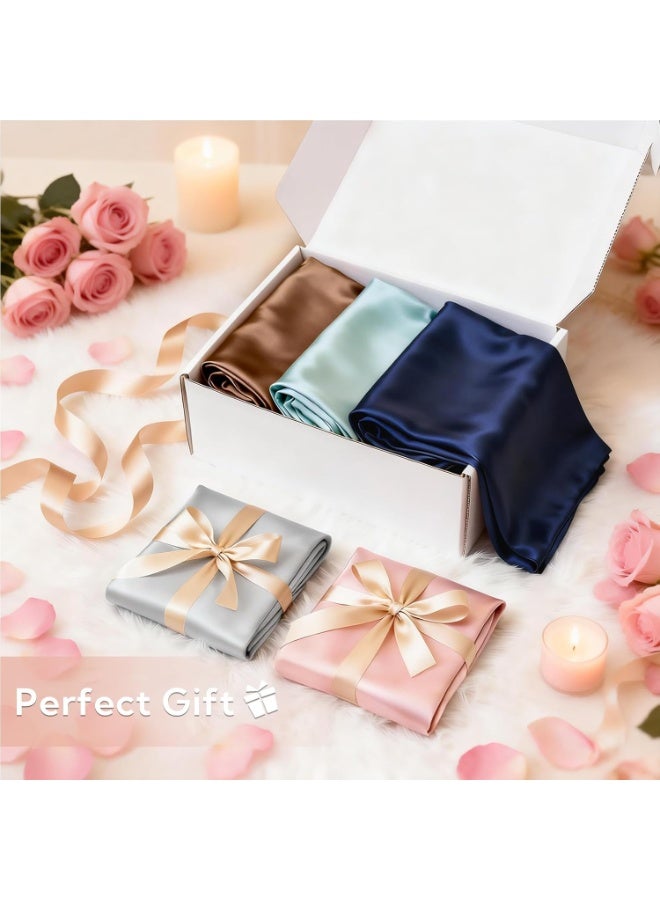 Satin Pillowcase Set, Queen Size (20x30) Silky Pillow Cases for Hair and Skin, 2-Pack with Envelope Closure, Navy Blue - Image 3
