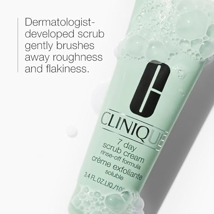 Clinique 7 Day Daily Gentle Face Exfoliator Lightweight Scrub Cream For All Skin Types | Mild Face Scrub With Silica | Exfoliating + Refining - Image 2