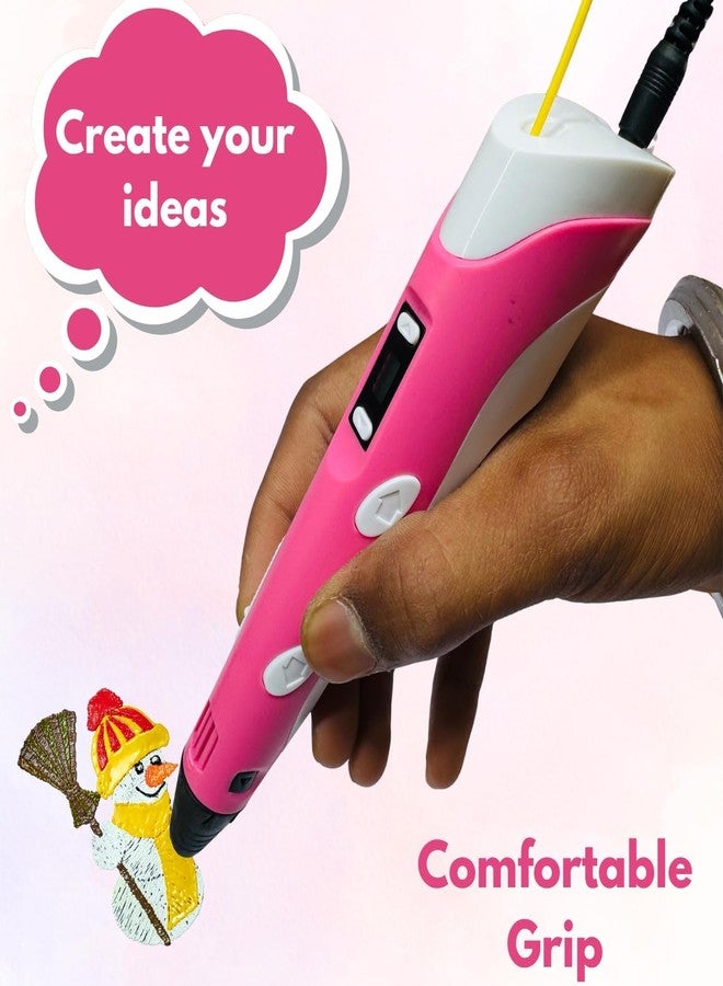 قلم الطباعة ثلاثية الأبعاد KRySt مع شاشة LCD و3 خيوط PLA | أداة إبداعية للرسم والنمذجة للأطفال والكبار | قلم تعليمي فني وحرفي (وردي) - Image 4