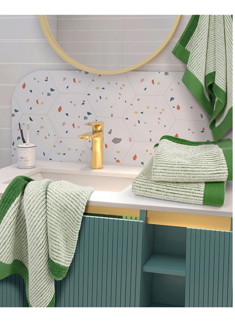 Excefore Hand Towels for Bathroom, Towels 4 Pack Premium Hand Towels Set, Cotton Towels with Jacquard Weave Deign, Ultra Soft and Highly Absorbent Towels, for Bathroom, Gym, Shower, Hotel, and Spa (Green) - Image 5