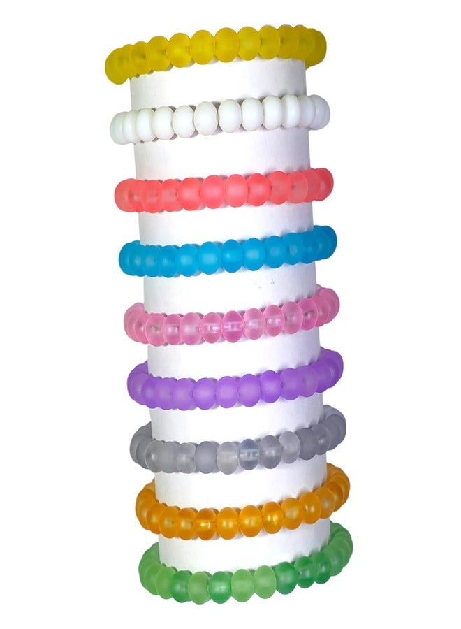 REGLET Pack of 9 - Matt Glass Bead Bracelet Set - Mullticolour - Stretchable Bracelets for Women, Girls Stylish - Adjustable - Bead Size 8mm - Image 1