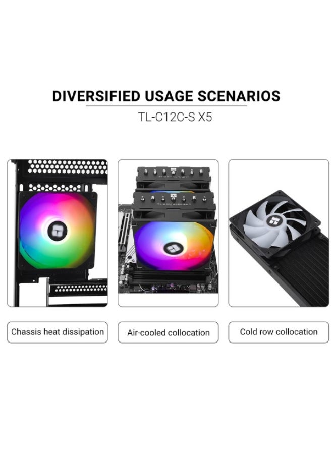 ثيرمالرايت ثيرمال رايت مراوح بي سي ARGB TL-C12C-S*5 لون أسود – خمسة قطع  - Image 5