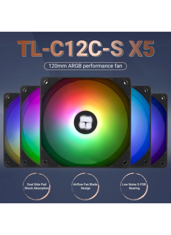 ثيرمالرايت ثيرمال رايت مراوح بي سي ARGB TL-C12C-S*5 لون أسود – خمسة قطع  - Image 4