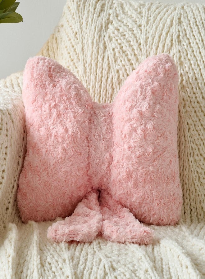 Ddliury Bow Pillow, Decorative Bow Pillows with Soft Plush for Couch Bed, Bow Shaped Throw Pillow Room Decor for Bedroom, Bow Decorative Pillow for Living Room (Pink, Small-12 Inches) - Image 1
