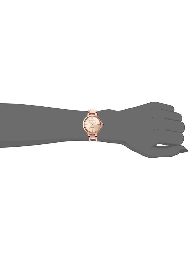 ANNE KLEIN - Women's AK/2626RGRG Diamond-Accented Dial Rose Gold-Tone Open Bangle Watch - Image 1
