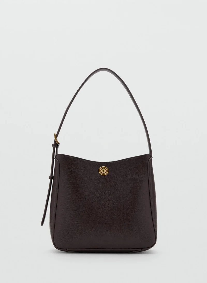 MANGO Medium bucket bag with metal detail