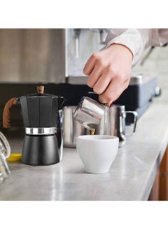 NAFO Stovetop Espresso Maker, Aluminum 6-cup Premium Espresso Moka Pot for Classic Espresso, Manual Italian Coffee Maker for Home and Camping, Easy to Operate and Quick Cleanup (Black)  - Image 2