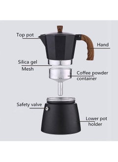 NAFO Stovetop Espresso Maker, Aluminum 6-cup Premium Espresso Moka Pot for Classic Espresso, Manual Italian Coffee Maker for Home and Camping, Easy to Operate and Quick Cleanup (Black)  - Image 3
