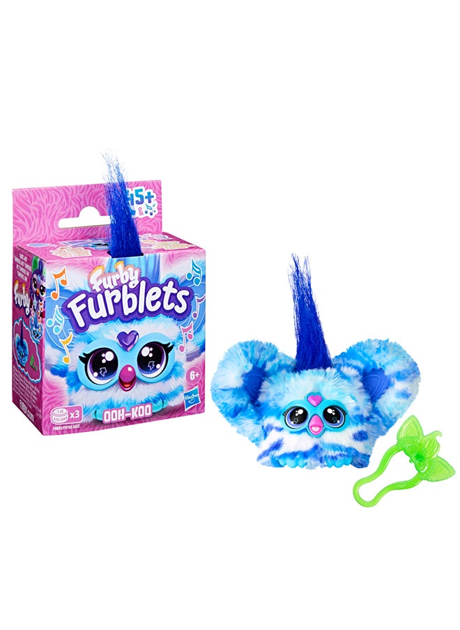 Furby - فوربي فوربلتس أوه-كو صديق صغير، 45+ أصوات، موسيقى روك وعبارات فربش، ألعاب محشوة إلكترونية للبنات والأولاد 6 سنوات فما فوق، أزرق وأبيض - Image 1