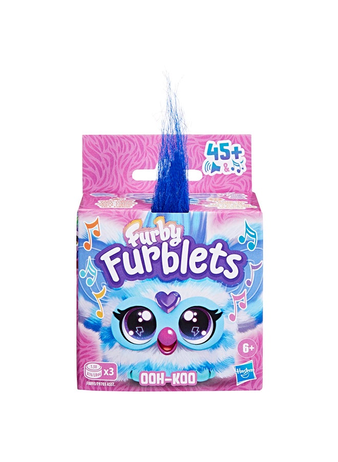 Furby - فوربي فوربلتس أوه-كو صديق صغير، 45+ أصوات، موسيقى روك وعبارات فربش، ألعاب محشوة إلكترونية للبنات والأولاد 6 سنوات فما فوق، أزرق وأبيض - Image 1