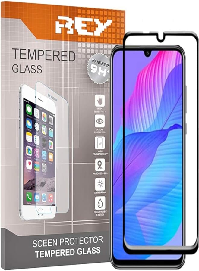REY [2 Pack] 3D Tempered Glass Screen Protector for Huawei P Smart S, Black, Premium Quality Full Protection 3D 4D 5D