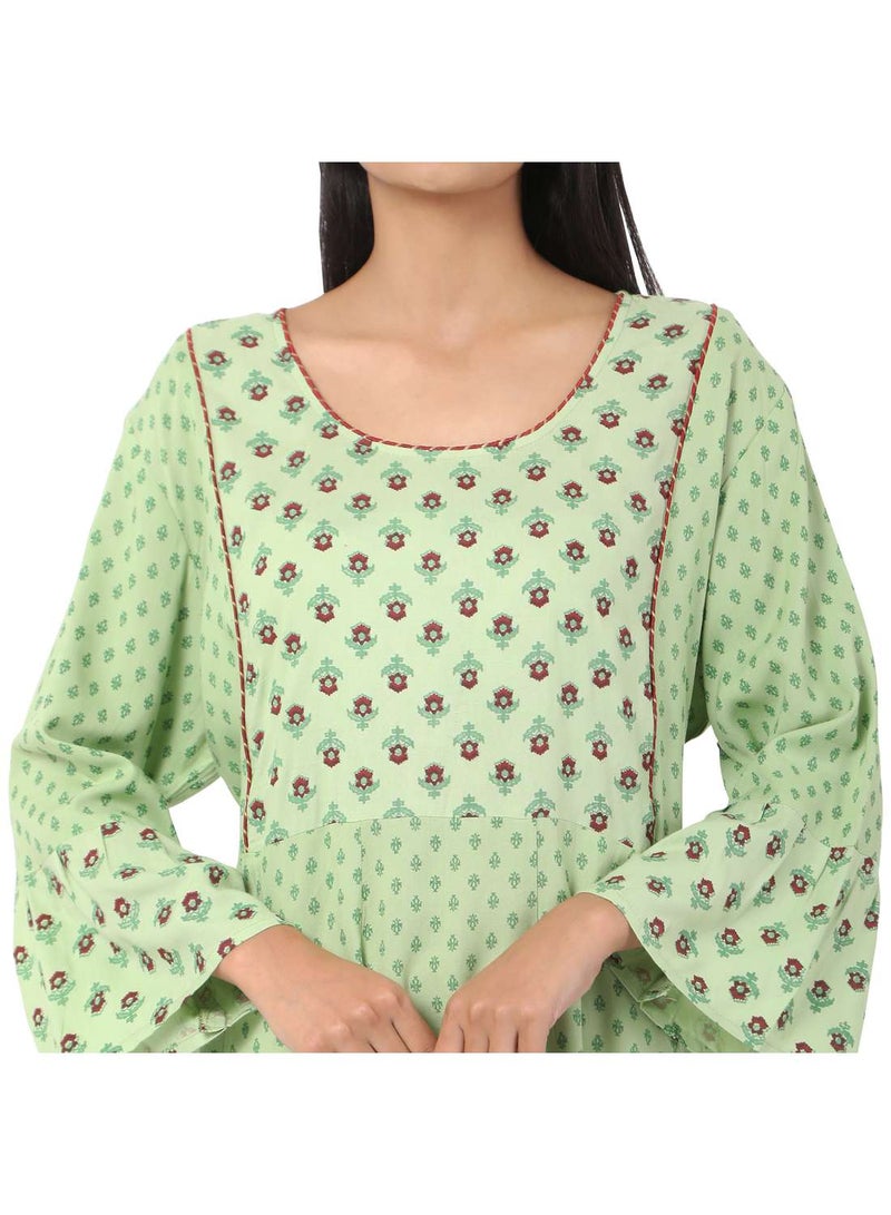 HANA & SARA VISCOSE LONG FRILL SLEEVES DOT PRINTED ELEGANT ARABIC JALABIYA KAFTAN DRESS  - Image 3